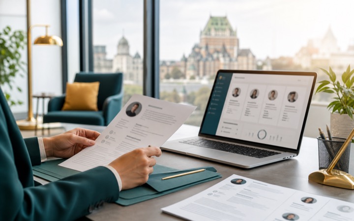Bureau de consultation en recrutement avec profils de candidats